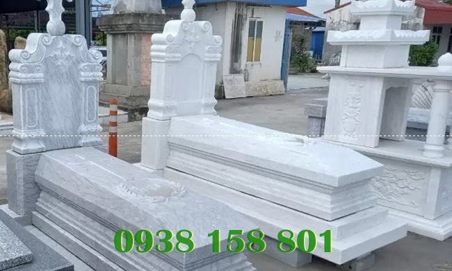 Mộ đá Công Giáo Bằng đá Trắng Nguyên Khối