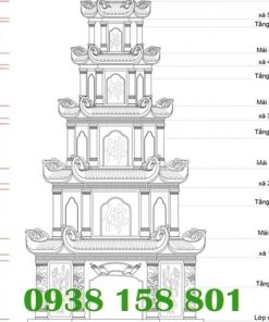 Mẫu thiết kế tháp mộ đá 5 tầng đẹp bán Sài Gòn - HCM
