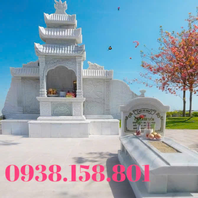 Lăng mộ đá trắng cao cấp 3 mái 