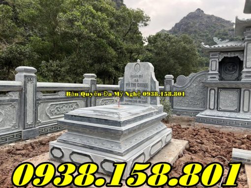 Mẫu mộ đơn đẹp bằng đá nguyên khối - MĐ02