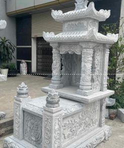 Mẫu mộ đá trắng 2 mái bán tại Khánh Hòa