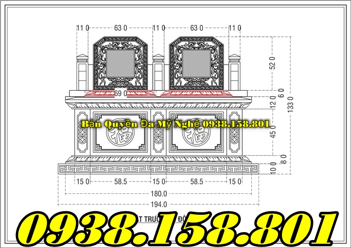 Mẫu lăng mộ đôi bằng đá khối tại Nghệ An