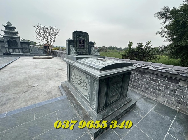 Mẫu mộ tam cấp đá granite - mộ chụp tại Hậu Giang