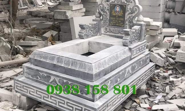 Mẫu mộ tam cấp đá granite - mộ chụp tại Hậu Giang