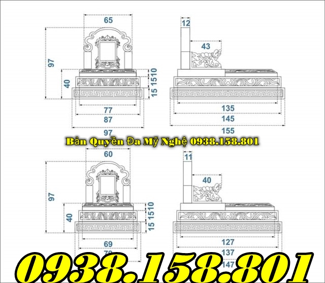 Mẫu mộ tam cấp đá granite - mộ úp tại Phú Yên