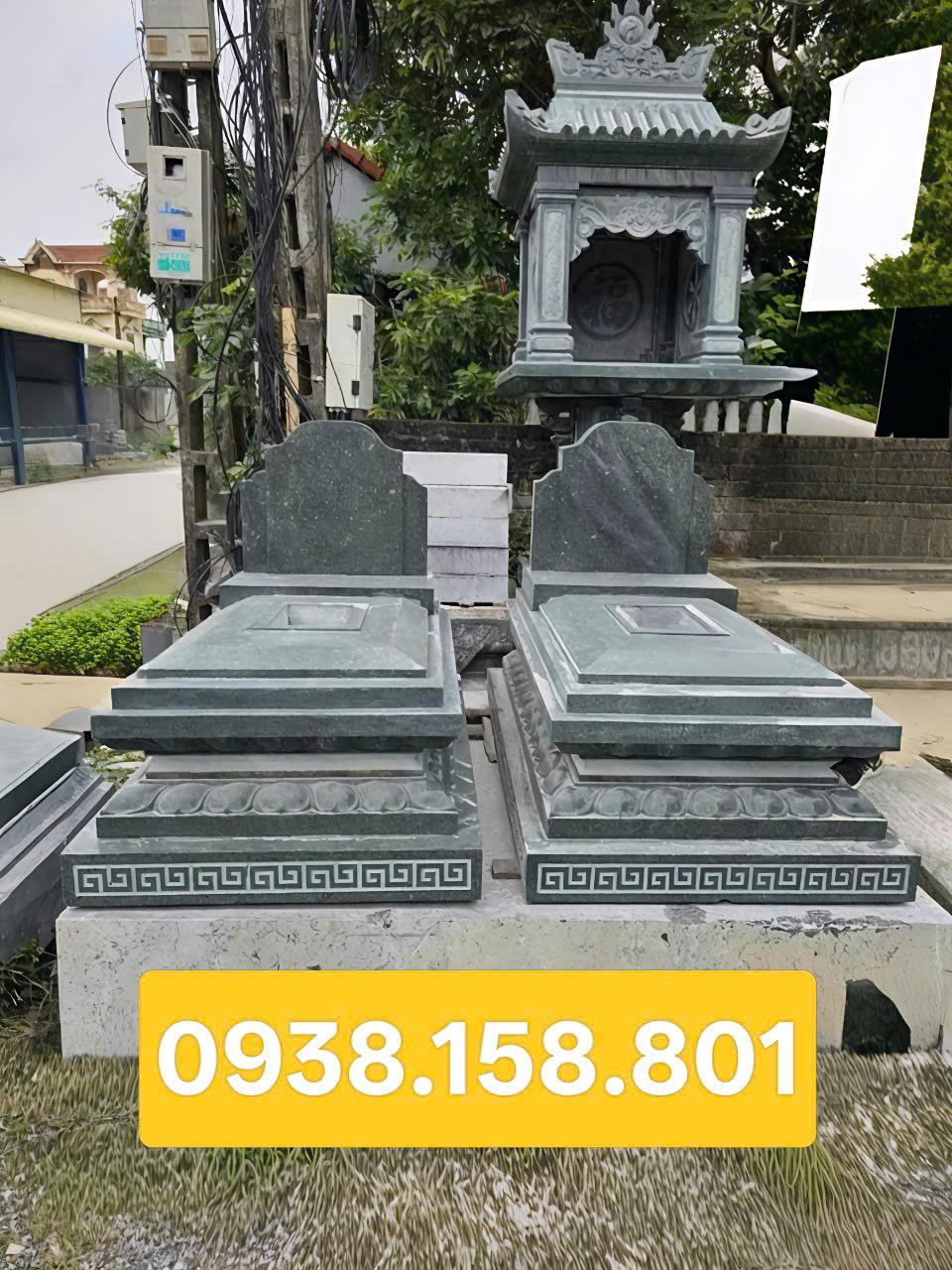 Mộ đá Kích thước 107cm x 173cm là đại cát, quý tử + bảo khố, tài vượng.