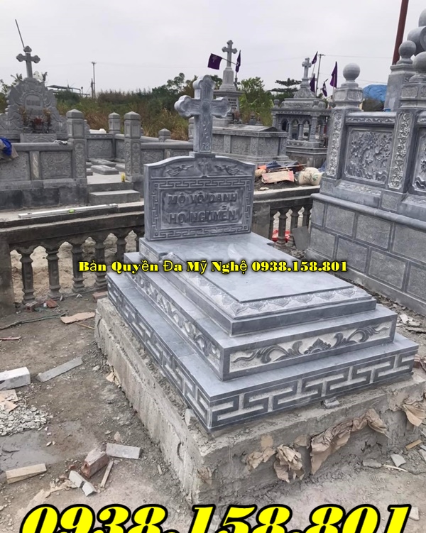 Tư Vấn Thiết Kế Kích Thước Mộ Đạo Chúa - Ki tô Giáo Bằng Đá Khối Xanh | Đá Granite Bán Giá Rẻ Tại Xưởng ở Sóc Trăng đẹp giá tốt bằng đá Ninh Bình