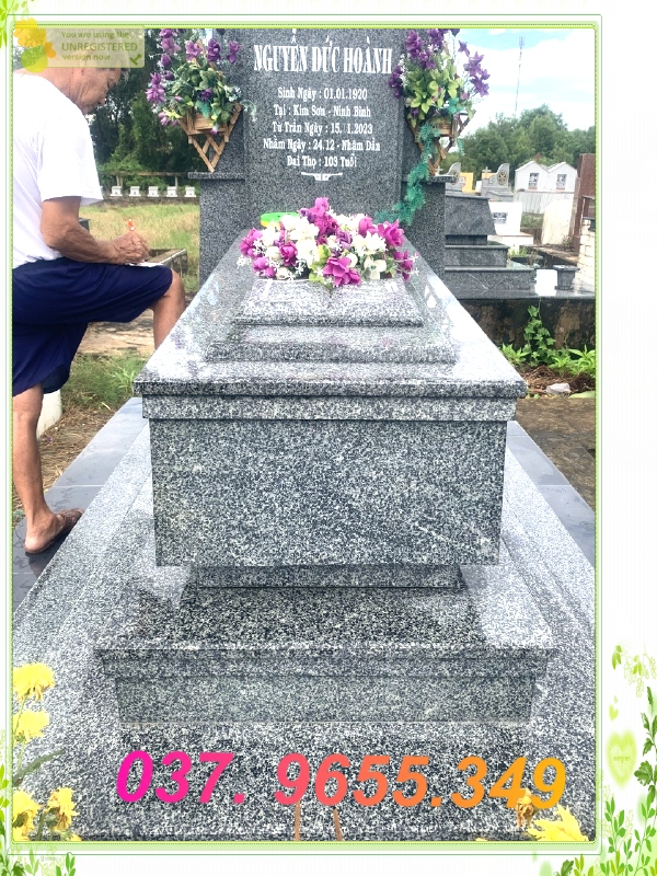 Mộ tam cấp đá granite trắng muối - đá nội địa