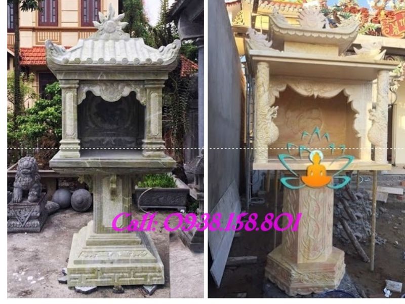 Giá bán mẫu cây hương thờ thần linh- Thổ Công - Thổ Địa - Ông Thiên với kích thước 51cm, 69cm, 81cm bằng đá khối tại Thanh Hóa